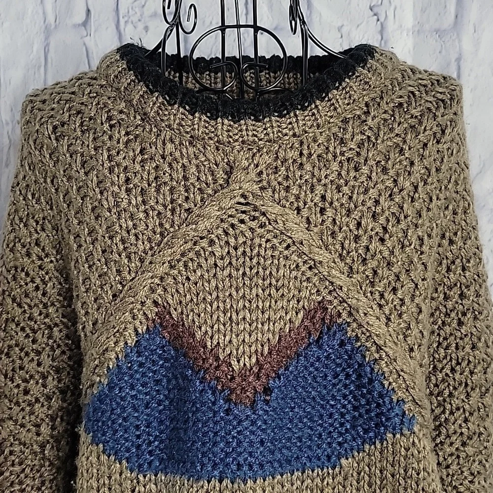 STREET‎ SCENES Multicolored Crochet Heavyweight Men's Sweater Large